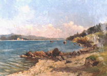 Un dipinto che ritrae il Lago Maggiore