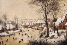 Paesaggio invernale con pattinatori e trappola per uccelli, Brux