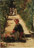 Carcano F., 'Cortile e giardino con figure', 1867/68