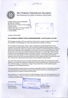 La lettera di sostegno dell'Accademia di Norvegia