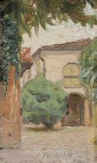 E. Oreste Brunati, Paesaggio, olio su tavola