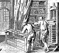 Bottega di legatoria (part. dall'Enciclopedia di Diderot e D'Ala