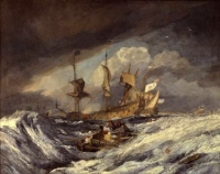 W.Turner, 'Barche recanti ancore e cavi a barche da guerra oland