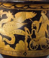 particolare di una vaso greco raffigurante Medea