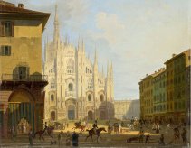 Giovanni Migliara, Veduta di piazza del Duomo, 1819