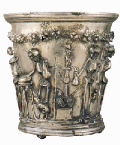 Vaso in argento decorato con scheletri, da Boscoreale