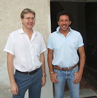 Il figlio Piero a destra con l'architetto Matteo Zen