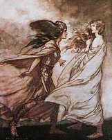 Le walkirie, illustrazione di Arthur Rackham, 1910