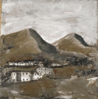 Mario Sironi, Paesaggio, olio su carta, 1930 ca.